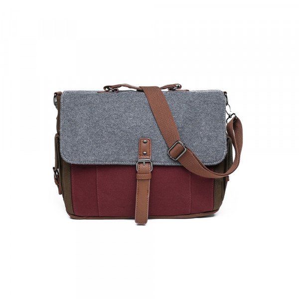 Wholesale Tri-Color Canvas Messenger Bag